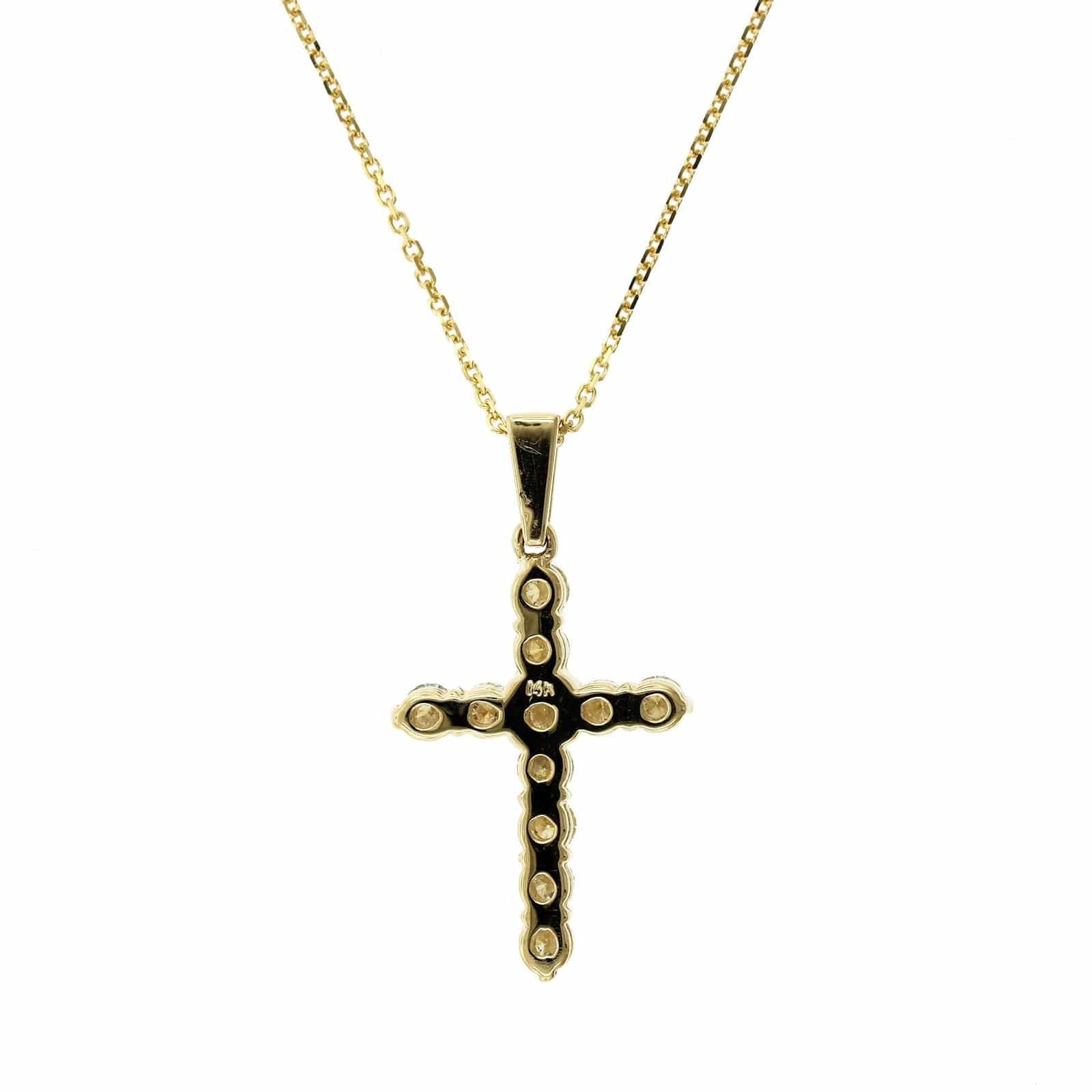14K Yellow Gold Diamond Cross Necklace, 14k yellow gold, Long's Jewelers