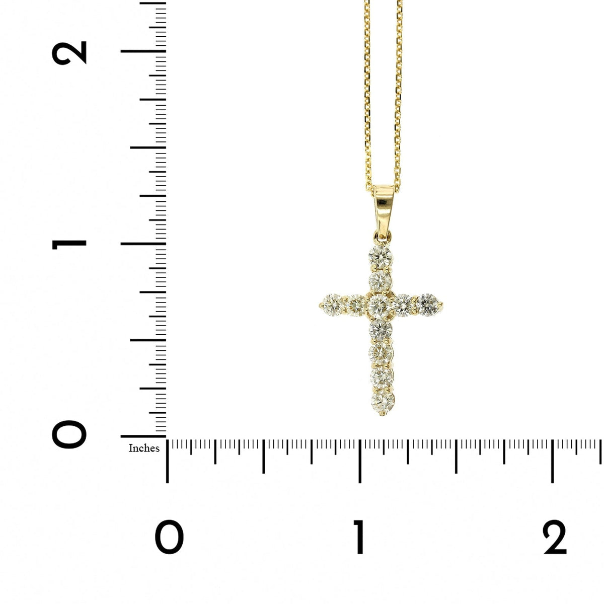 14K Yellow Gold Diamond Cross Necklace, 14k yellow gold, Long's Jewelers