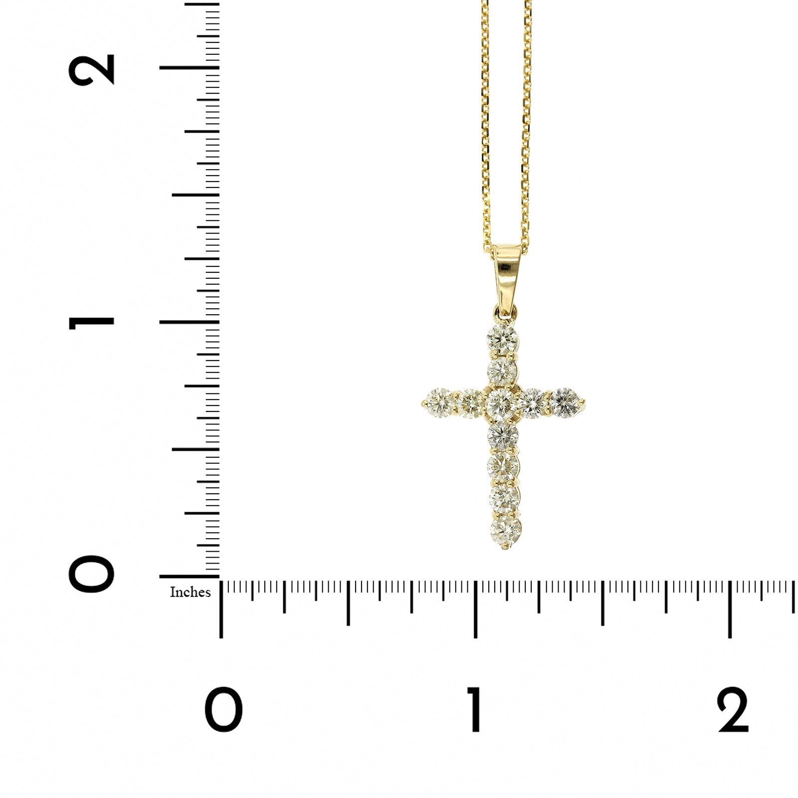 14K Yellow Gold Diamond Cross Necklace, 14k yellow gold, Long's Jewelers