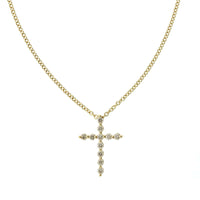 14K Yellow Gold Single Prong Diamond Cross Necklace, 14k yellow gold, Long's Jewelers