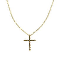 14K Yellow Gold Single Prong Diamond Cross Necklace, 14k yellow gold, Long's Jewelers