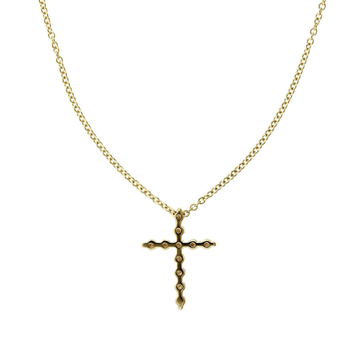 14K Yellow Gold Single Prong Diamond Cross Necklace, 14k yellow gold, Long's Jewelers