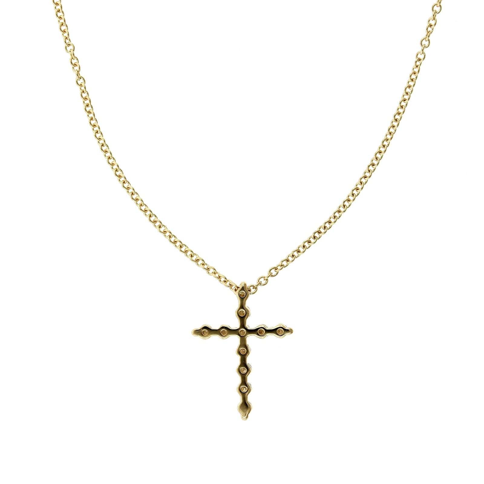 14K Yellow Gold Single Prong Diamond Cross Necklace, 14k yellow gold, Long's Jewelers