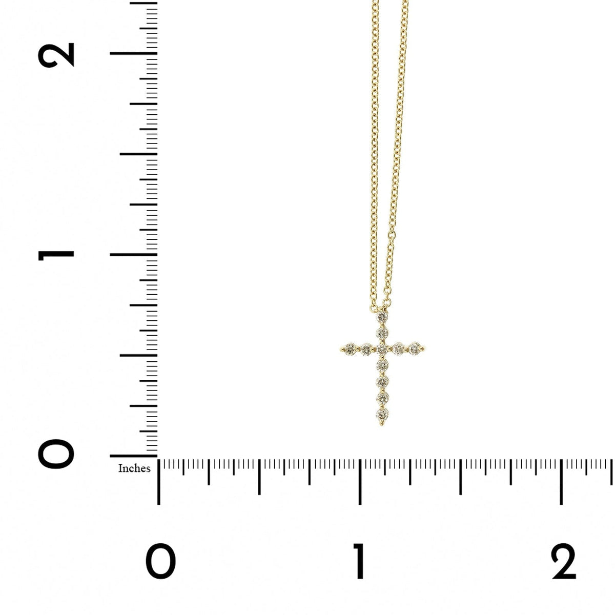 14K Yellow Gold Single Prong Diamond Cross Necklace, 14k yellow gold, Long's Jewelers