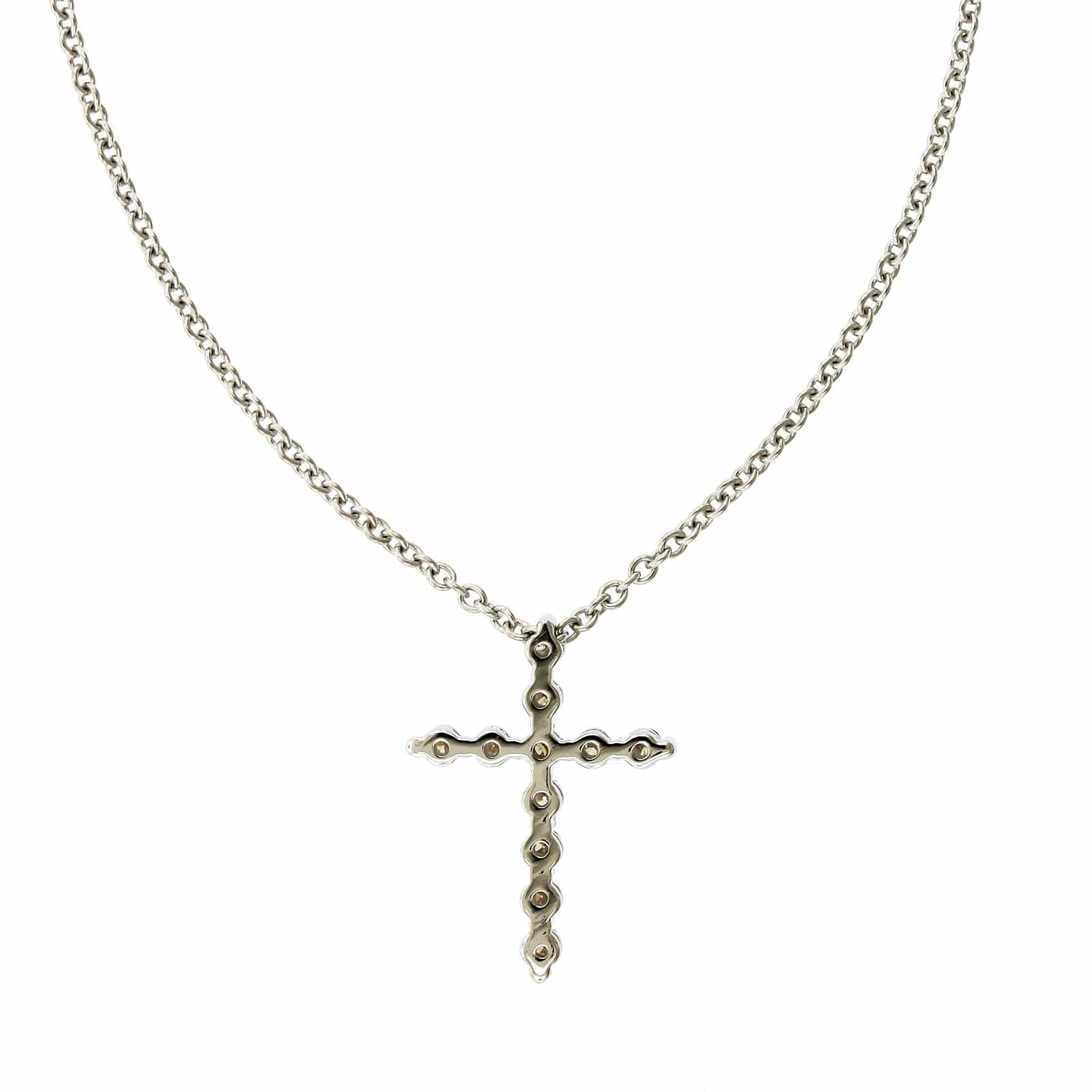 14K White Gold Single Prong Diamond Cross Necklace, 14k white gold, Long's Jewelers