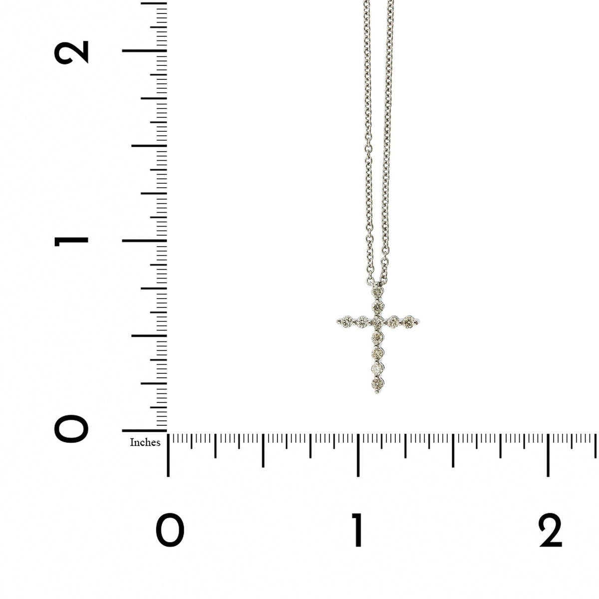 14K White Gold Single Prong Diamond Cross Necklace, 14k white gold, Long's Jewelers