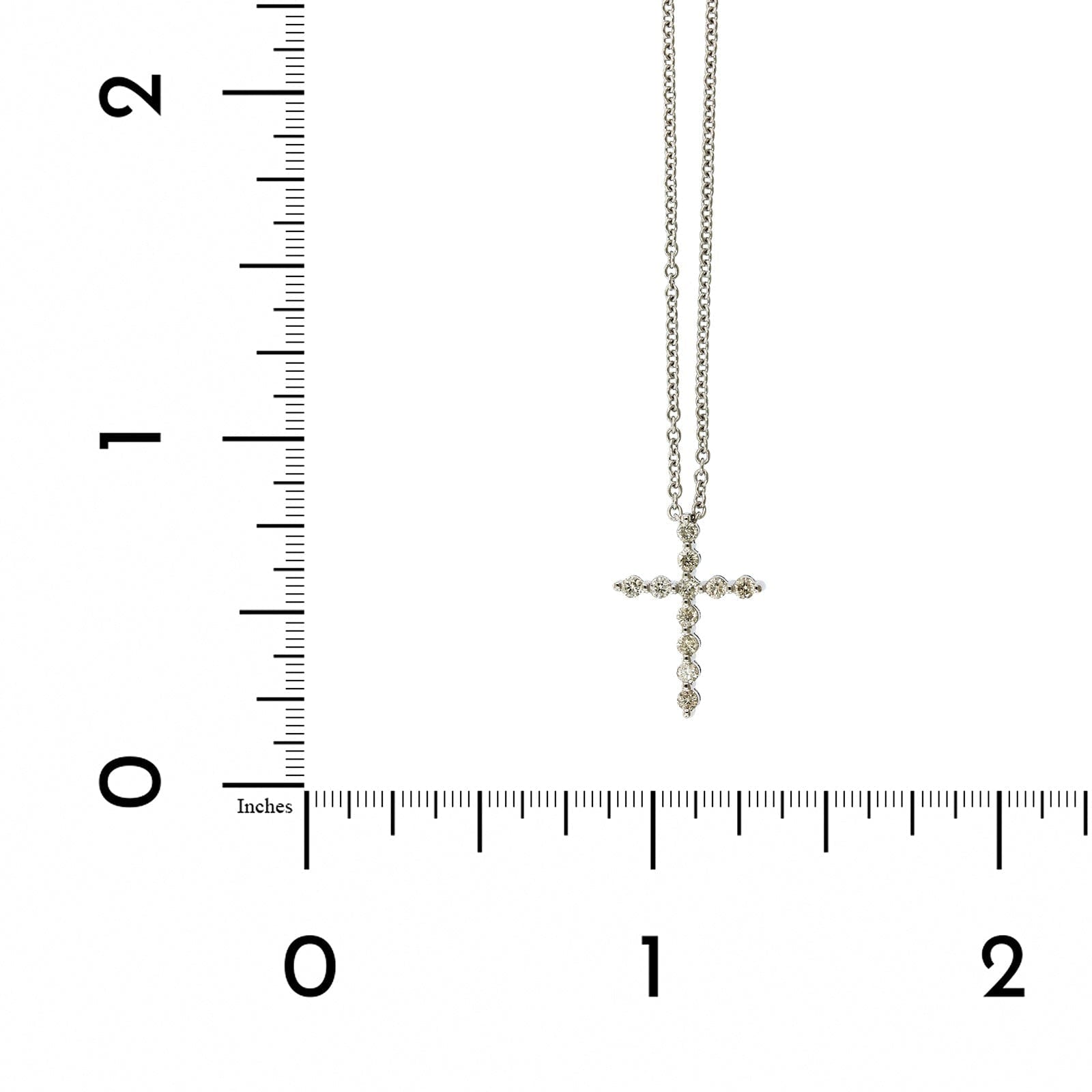 14K White Gold Single Prong Diamond Cross Necklace, 14k white gold, Long's Jewelers