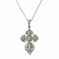 18K Two-Tone Reversible Diamond Ruby Cross Necklace, 18k yellow and white gold, Long's Jewelers