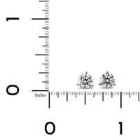 18K White Gold 3 Prong Diamond Stud Earrings