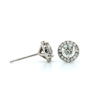 14K White Gold Diamond Stud Halo Earrings