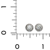 14K White Gold Diamond Stud Halo Earrings