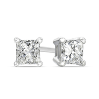 14K White Gold Princess Cut Diamond Stud Earrings