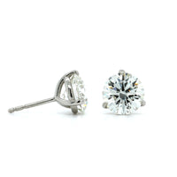 Platinum 3 Prong Diamond Stud Earrings