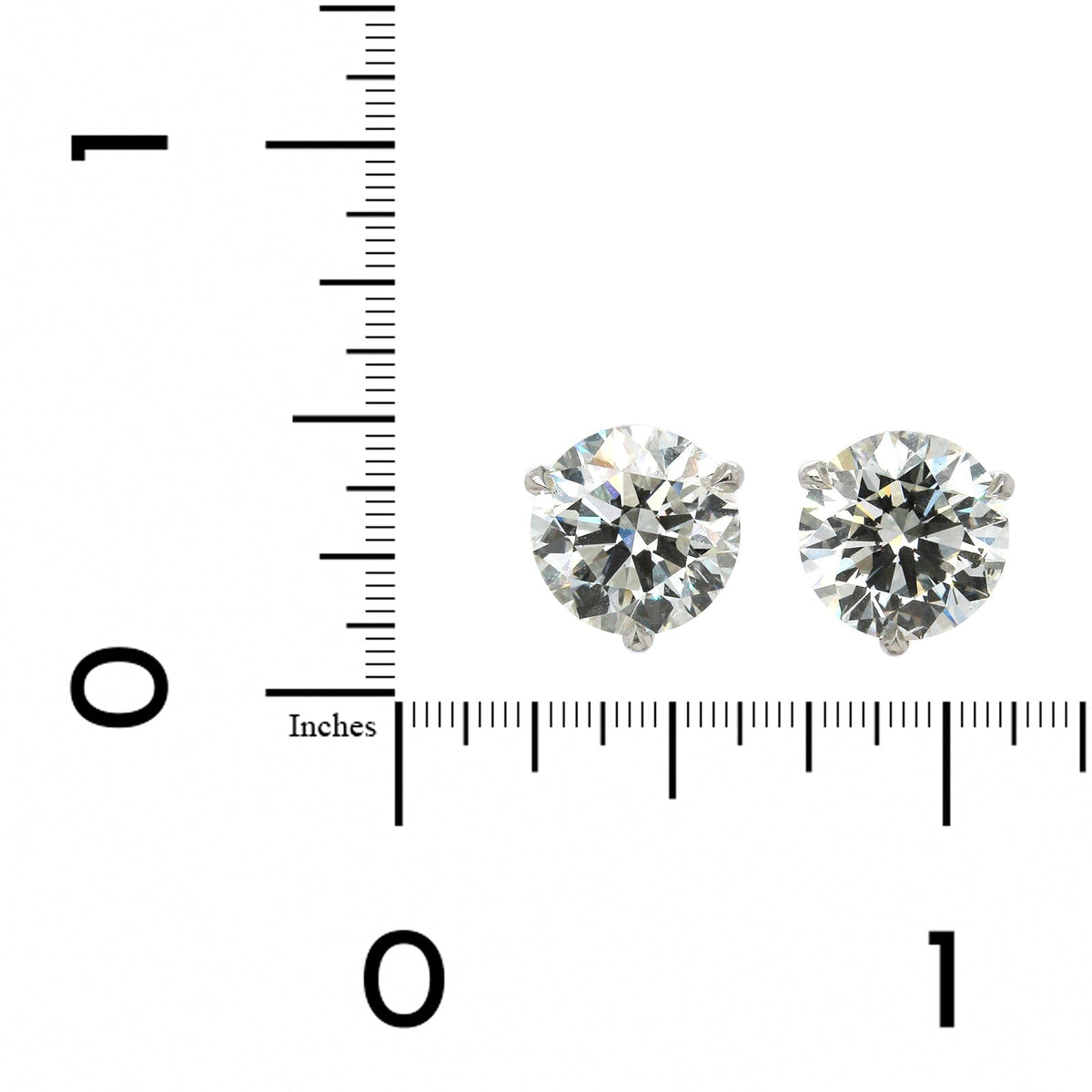 Platinum 3 Prong Diamond Stud Earrings