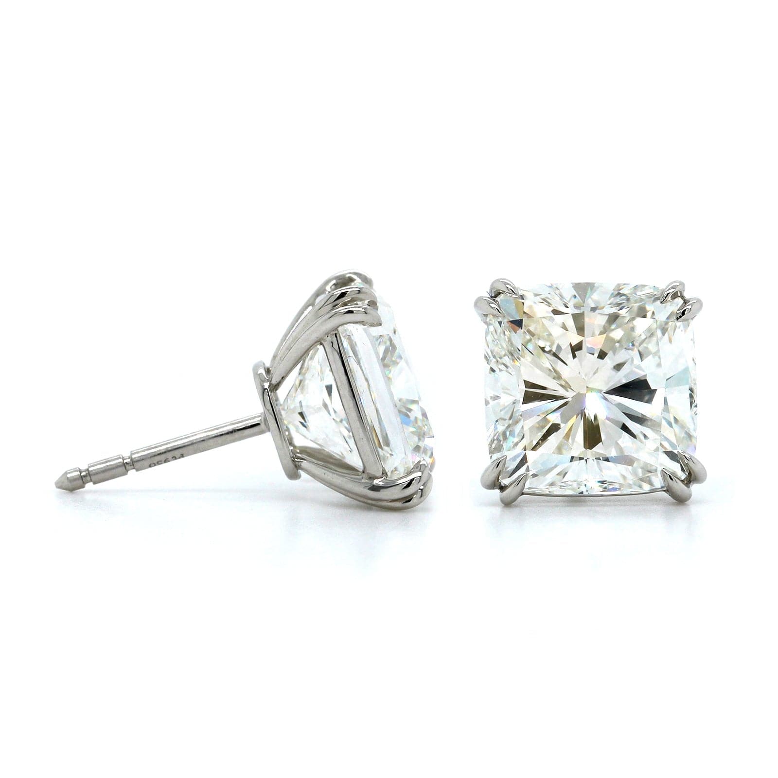 Platinum Cushion Cut Diamond Stud Earrings, Platinum, Long's Jewelers