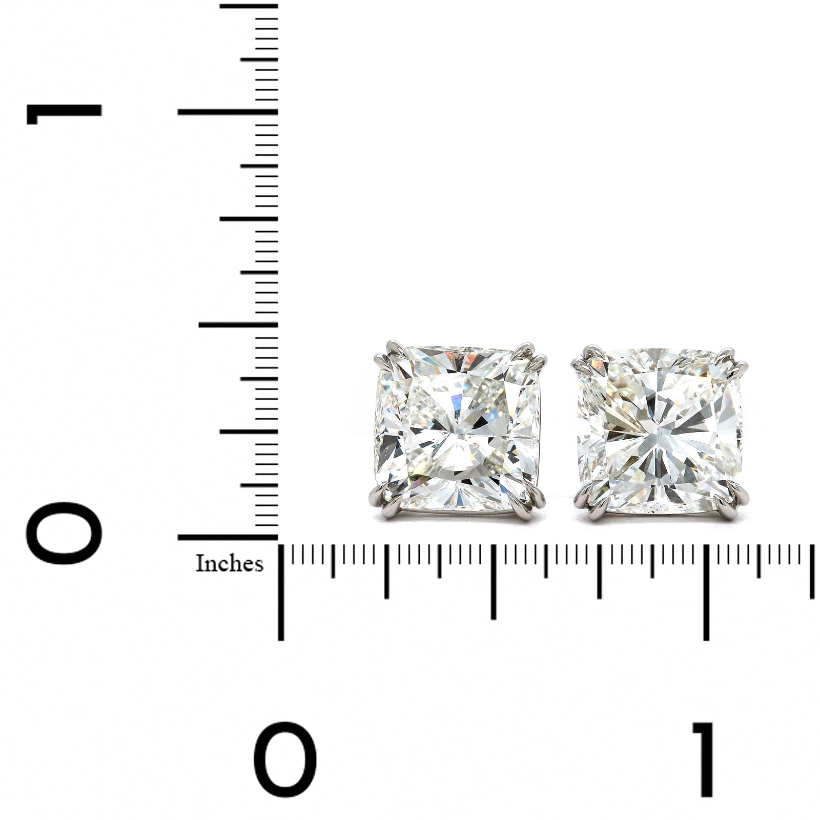 Platinum Cushion Cut Diamond Stud Earrings