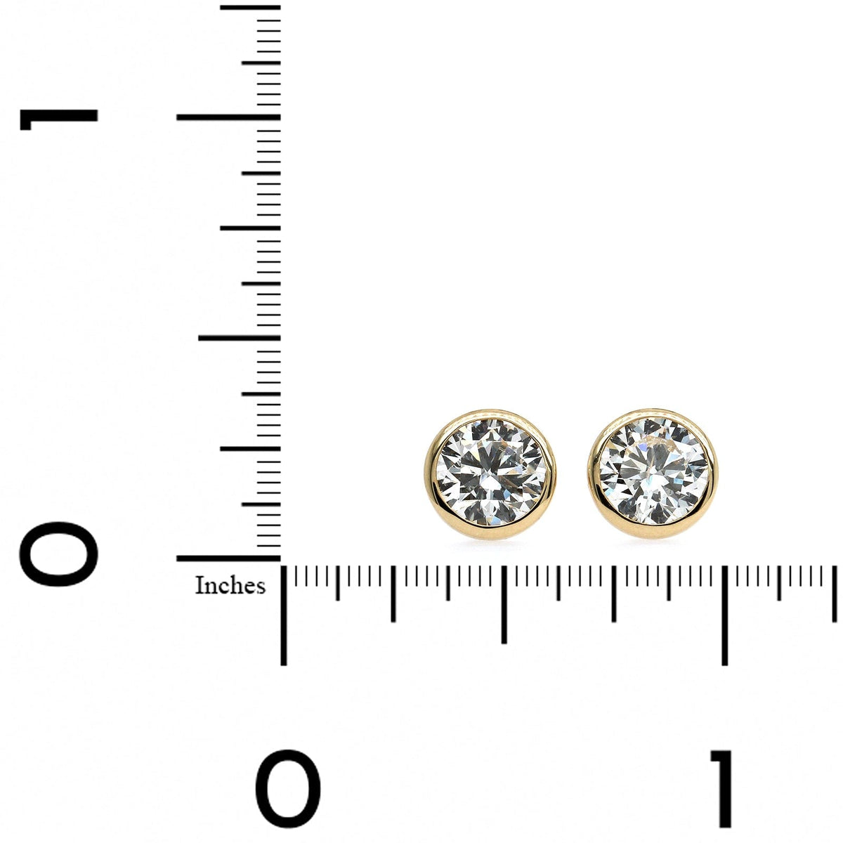14K Yellow Gold Bezel Set 2CTW Diamond Stud Earrings