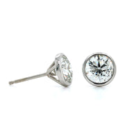 14K White Gold Bezel Set Diamond Stud Earrings