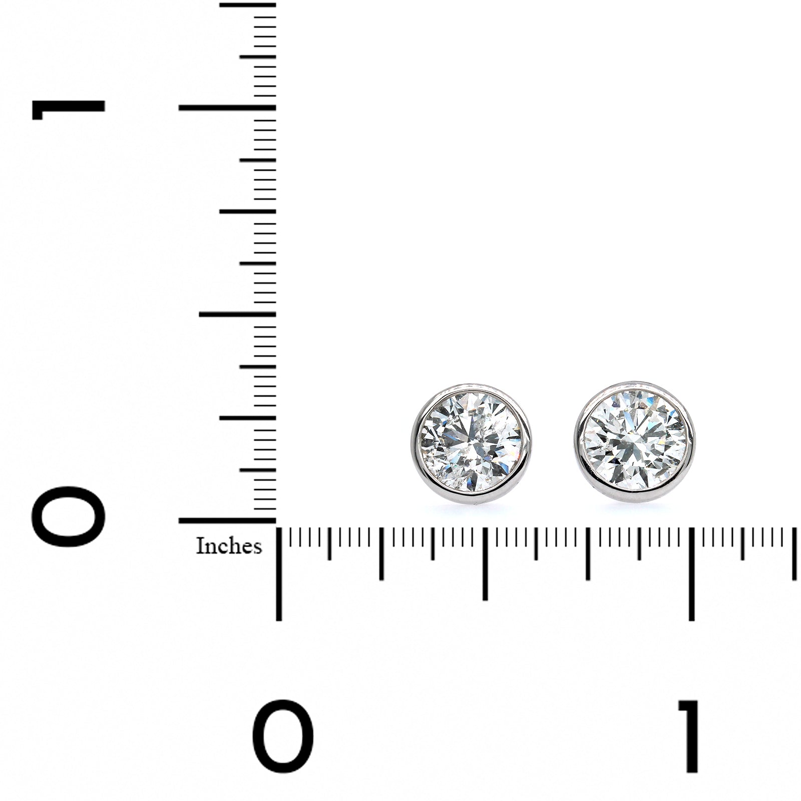 14K White Gold Bezel Set Diamond Stud Earrings