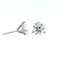 14K White Gold 3 Prong Diamond Stud Earrings