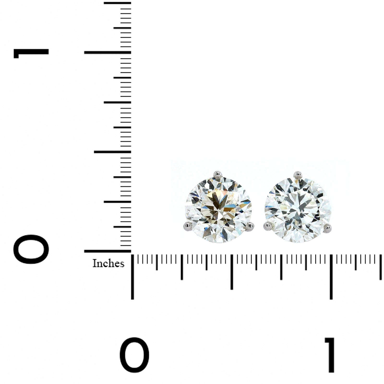 14K White Gold 3 Prong Diamond Stud Earrings