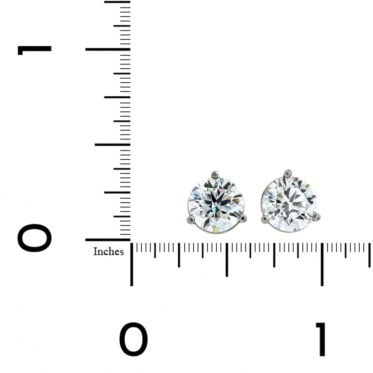 14K White Gold 3 Prong 3CTW Diamond Stud Earrings