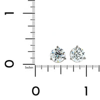 14K White Gold 3 Prong 3CTW Diamond Stud Earrings