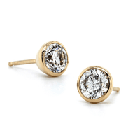14K Yellow Gold Bezel Set 1.6CTW Diamond Stud Earrings