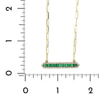 14K Yellow Gold Emerald and Diamond Bar Necklace, 14k yellow gold, Long's Jewelers