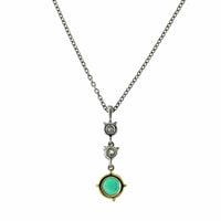 Platinum 3 Stone Emerald and Diamond Pendant