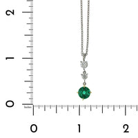 Platinum 3 Stone Emerald and Diamond Pendant