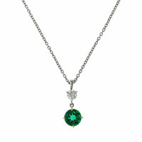 Platinum Emerald and Diamond Pendant, Platinum, Long's Jewelers