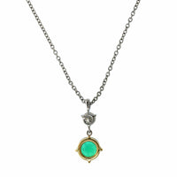 Platinum Emerald and Diamond Pendant
