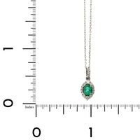 14K Yellow Gold Oval Cut Emerald Diamond Halo Pendant