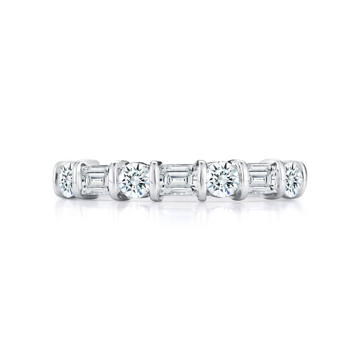 Platinum Round and Baguette Diamond Eternity Band