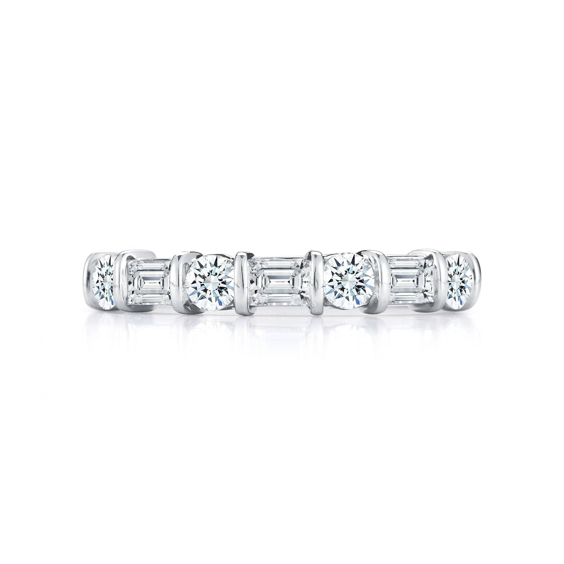 Platinum Round and Baguette Diamond Eternity Band