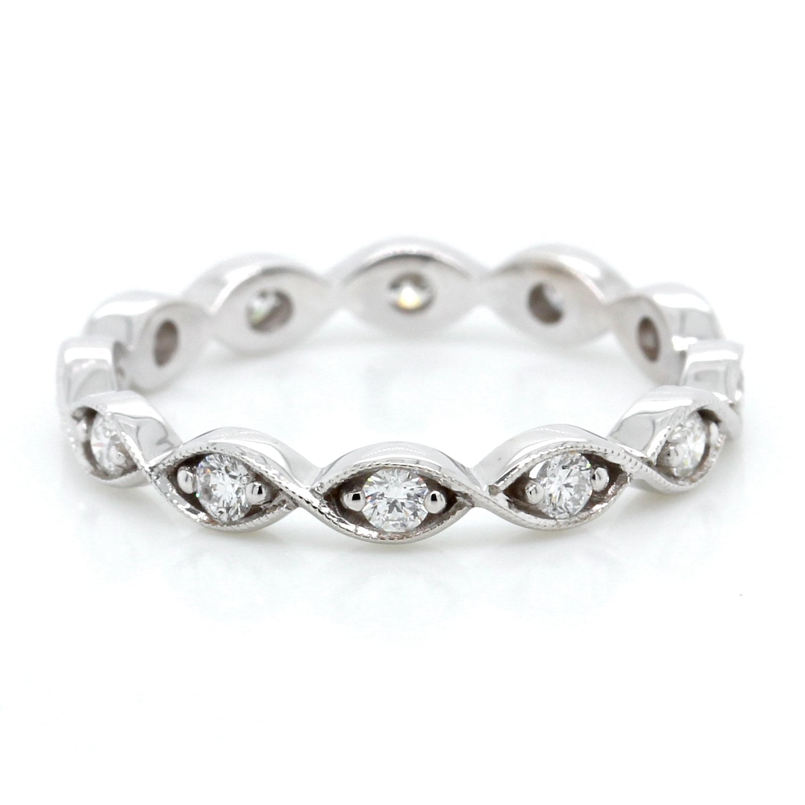 18K White Gold Marquise Milgrain Eternity Band