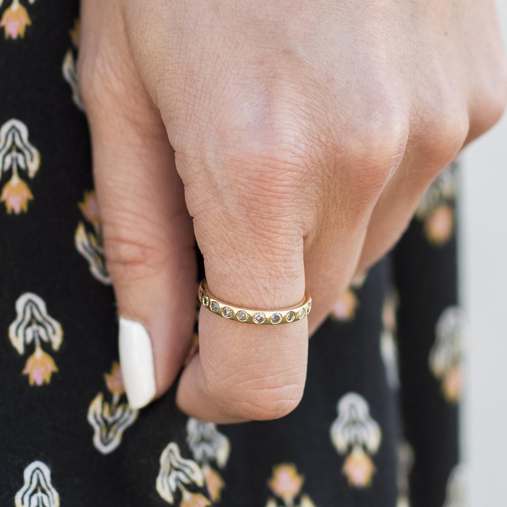 18K Yellow Gold Flush Set Diamond Eternity Band