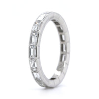 Platinum East to West Emerald Cut Diamond Wedding Band