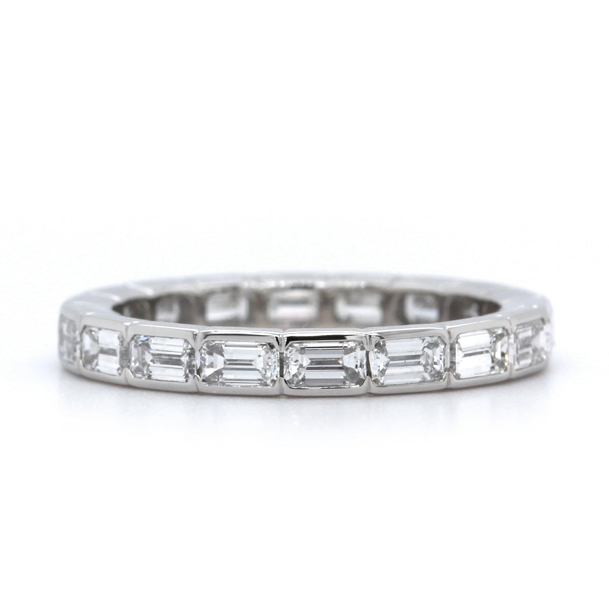 Platinum East to West Emerald Cut Diamond Wedding Band