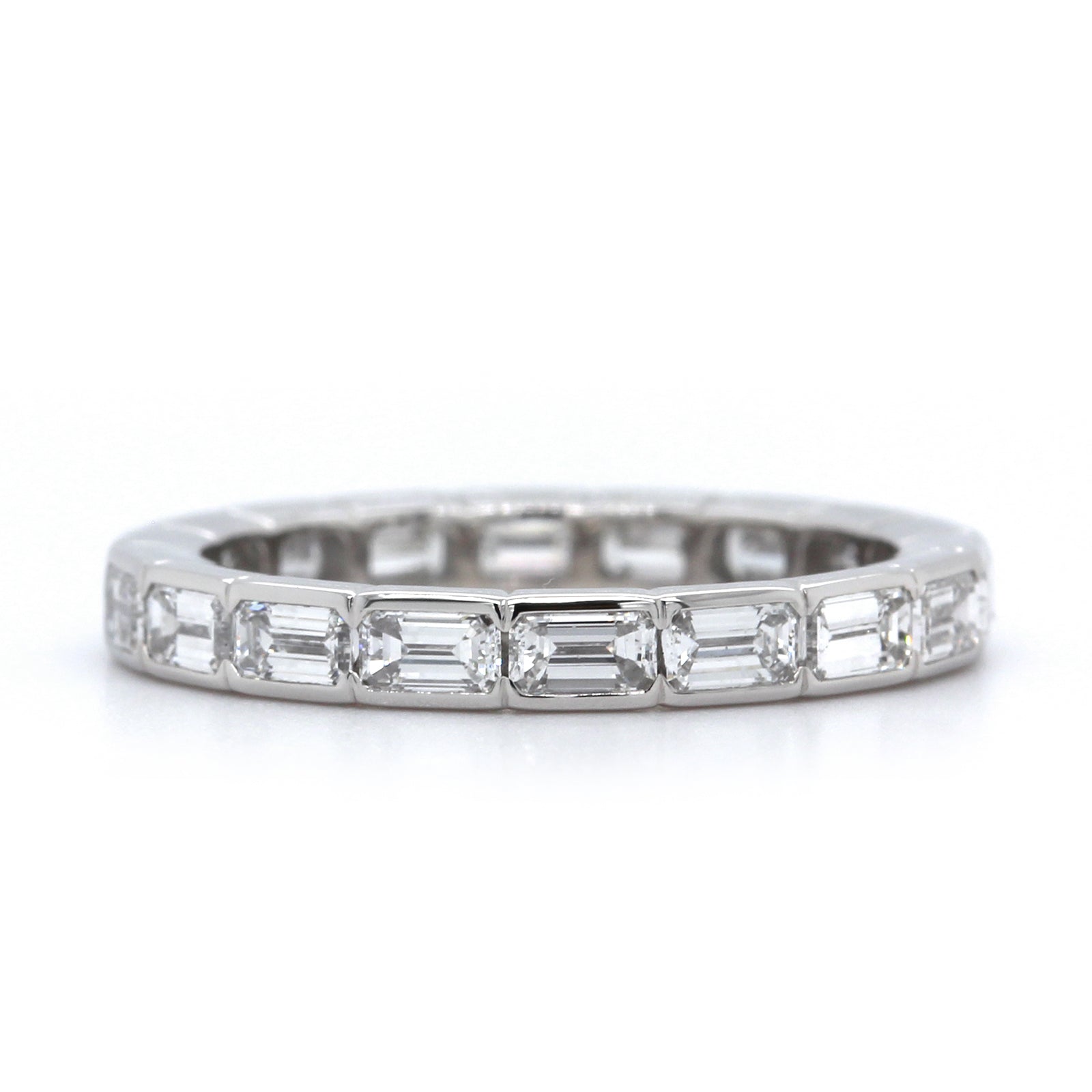 Platinum East to West Emerald Cut Diamond Wedding Band