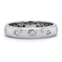 18K White Gold Burnish Set Diamond Band