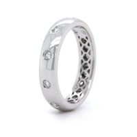 18K White Gold Burnish Set Diamond Band