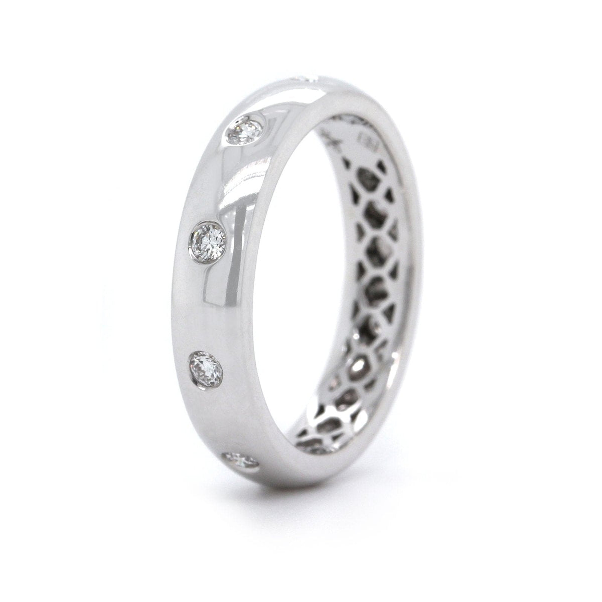 18K White Gold Burnish Set Diamond Band