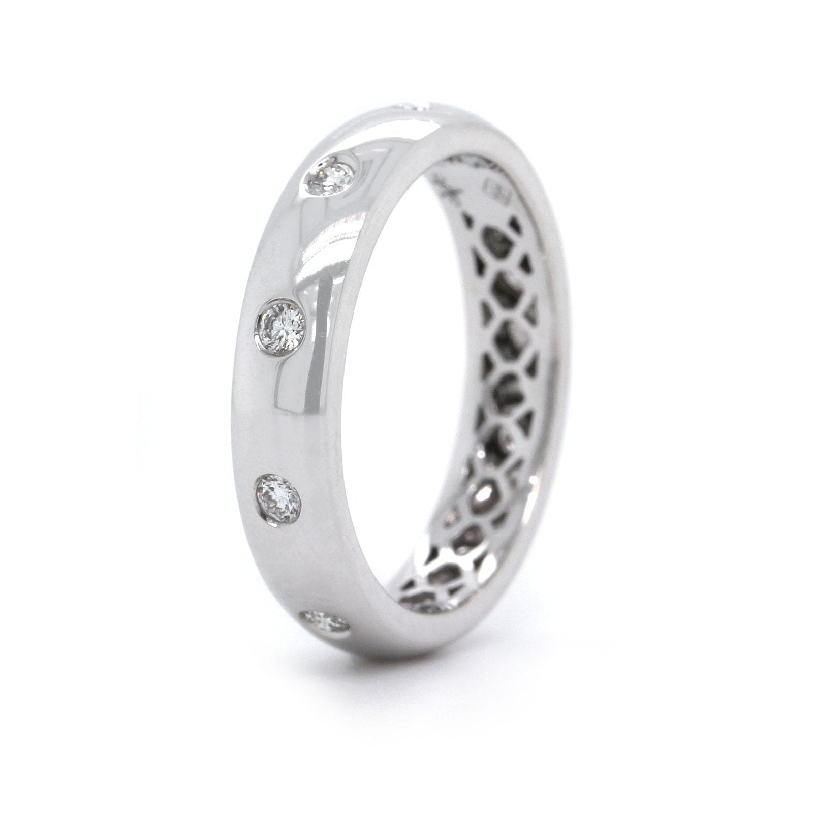 18K White Gold Burnish Set Diamond Band