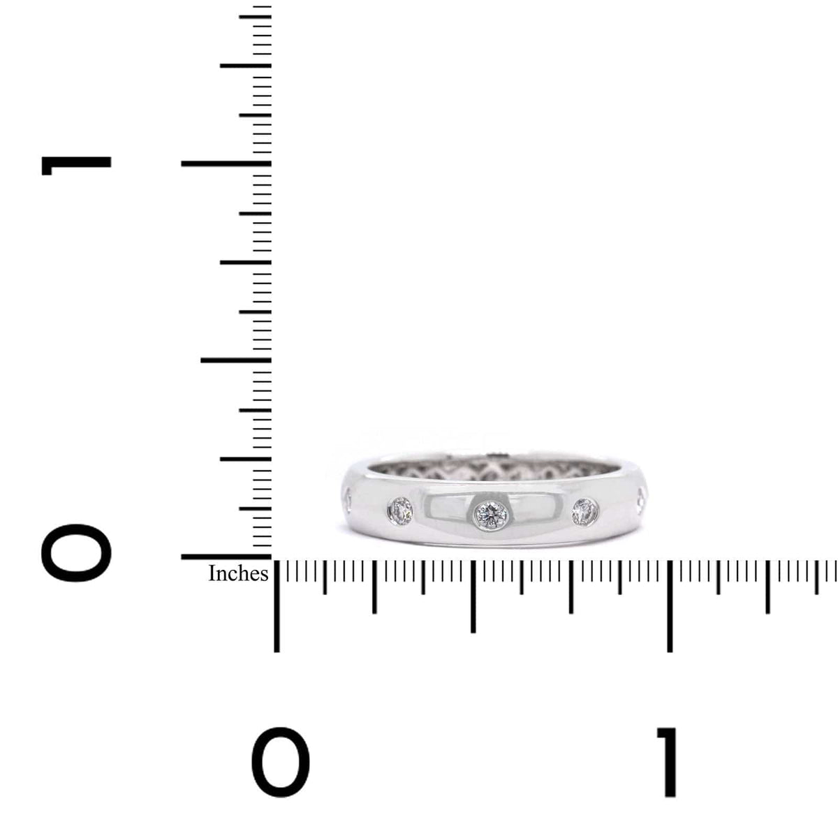 18K White Gold Burnish Set Diamond Band