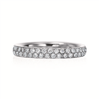 18K White Gold 2 Row Pave Diamond Eternity Band
