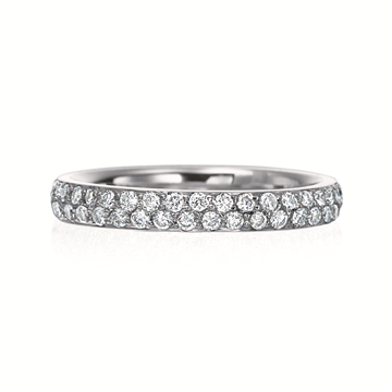 18K White Gold 2 Row Pave Diamond Eternity Band