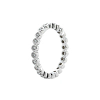 18K White Gold Bezel Set Diamond Eternity Band with Milgrain