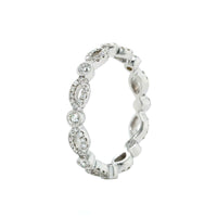 18K White Gold Alternating Bezel & Pave Diamond Eternity Band